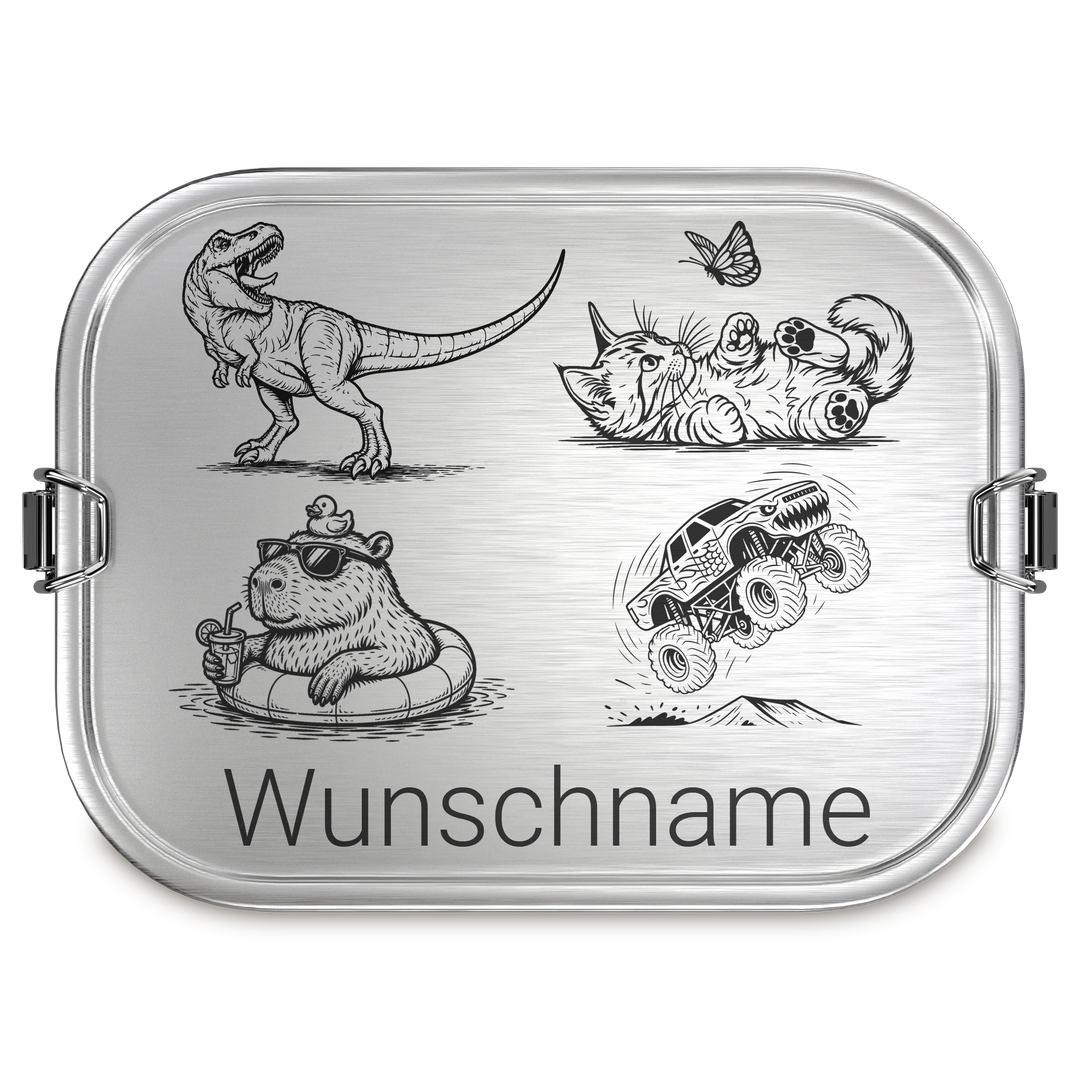 TAKWAY Stainless Steel Lunch Box 1200ml (Design & Name - Personalized)