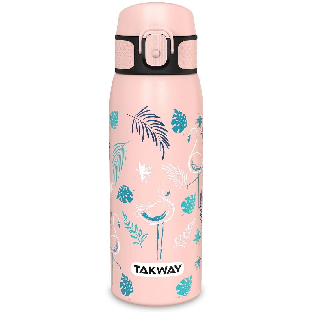 TAKWAY Edelstahl Trinkflasche 550ml (Flamingo)