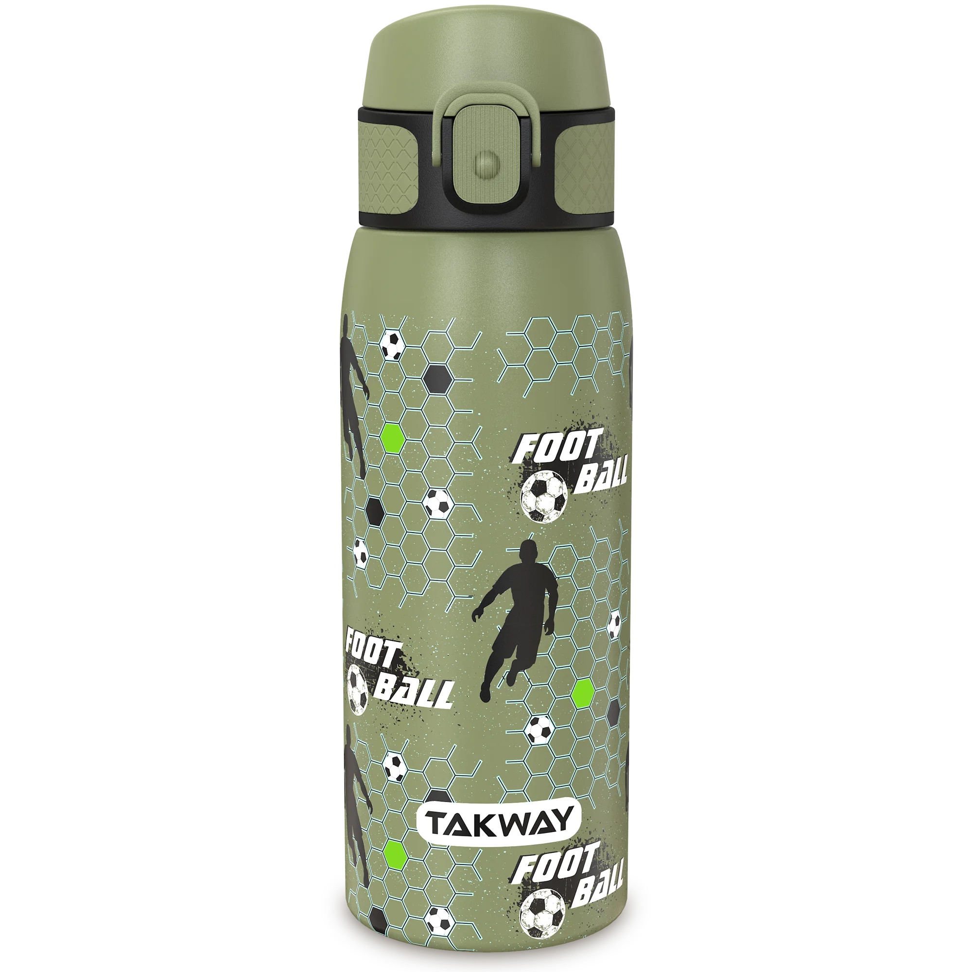 TAKWAY Edelstahl Trinkflasche 550ml (Fußball)