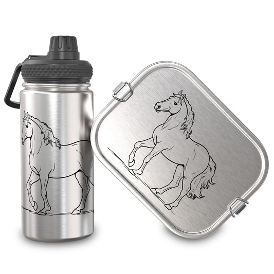 TAKWAY Stainless Steel Lunchbox & Bottle (Horse)