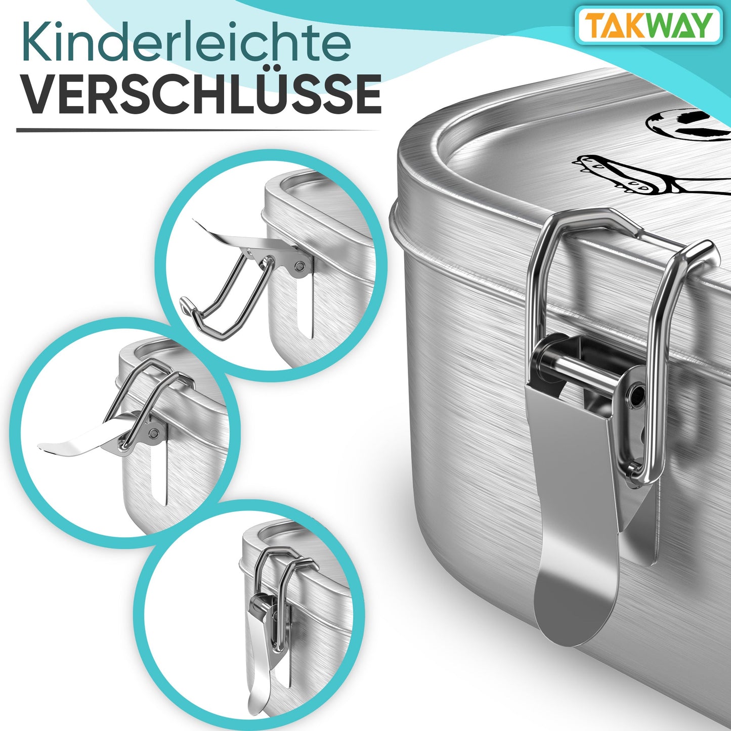 TAKWAY Edelstahl Brotdose 800ml (Fußball)