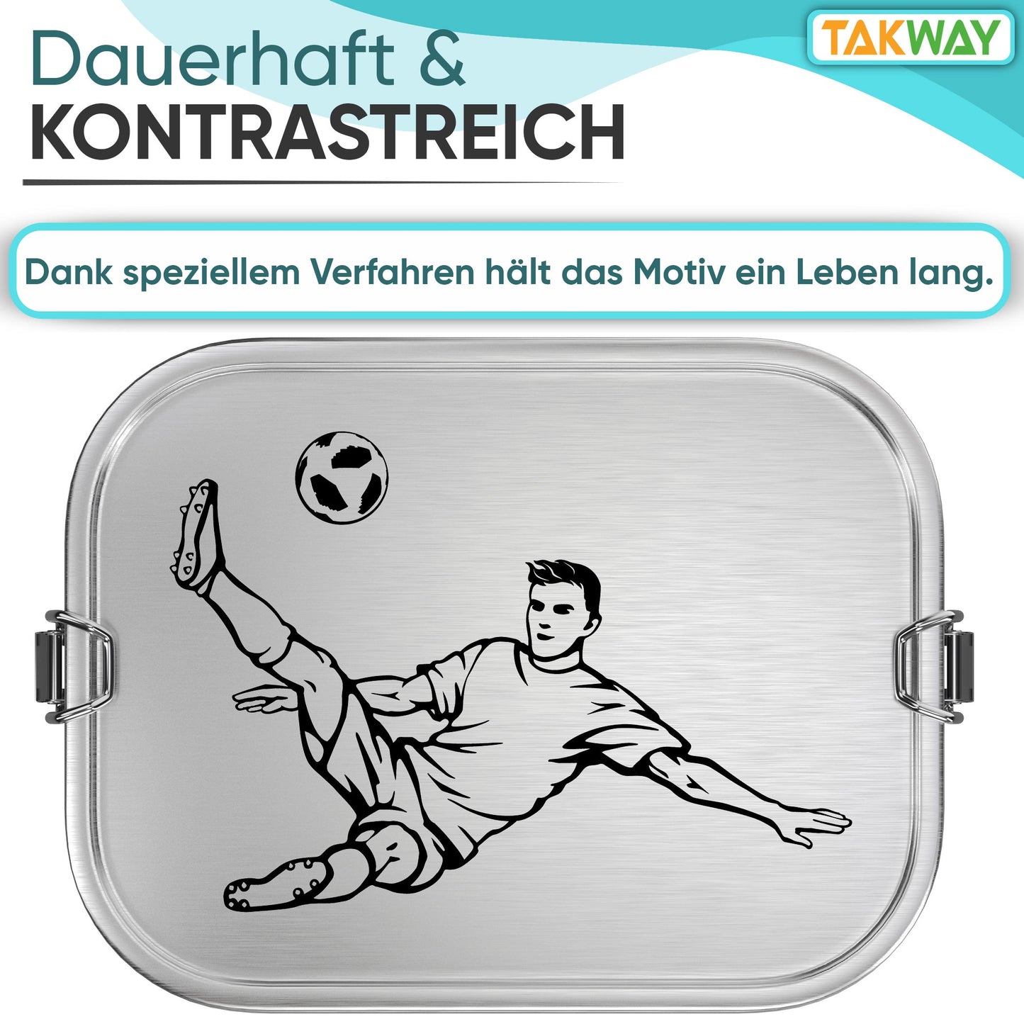 TAKWAY Edelstahl Brotdose 800ml (Fußball)
