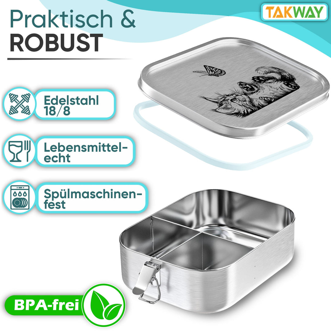 TAKWAY Edelstahl Brotdose 800ml (Katze) B-Ware