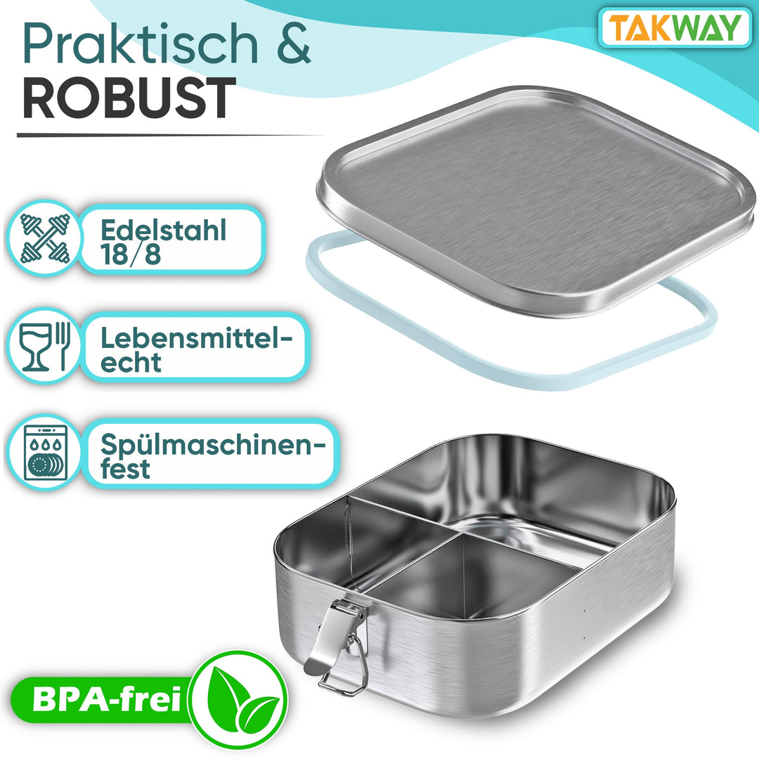 TAKWAY Edelstahl Brotdose 800ml (Motiv & Name - Personalisiert)