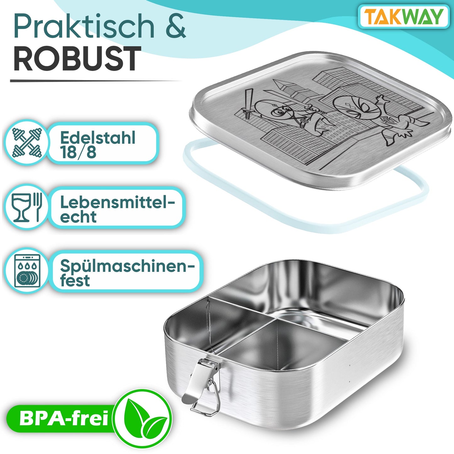 TAKWAY Edelstahl Brotdose 800ml (Ninja)