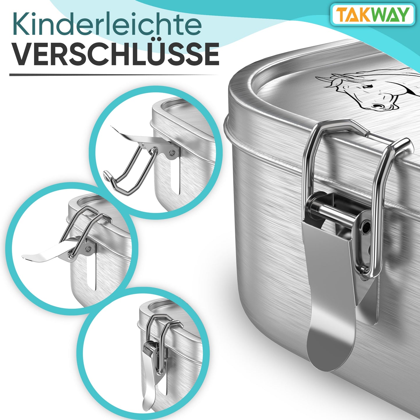 TAKWAY Edelstahl Brotdose 800ml (Pferd)