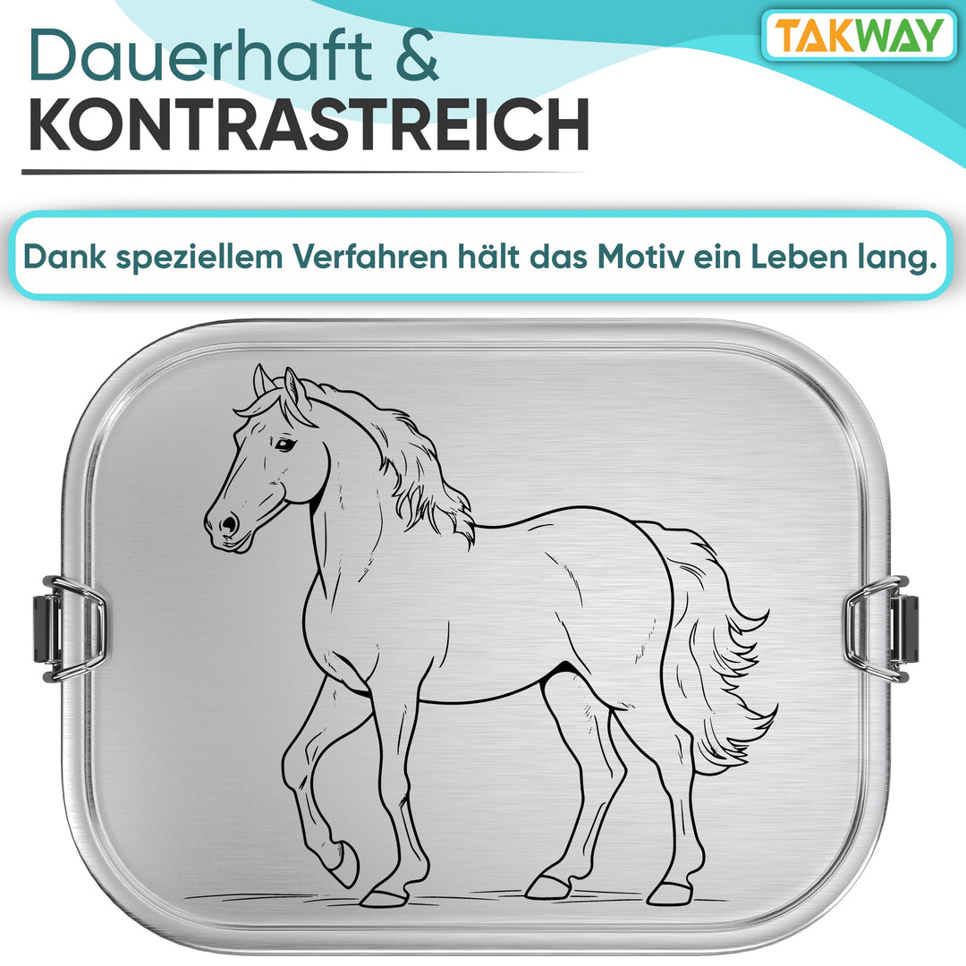TAKWAY Edelstahl Brotdose 800ml (Pferd)