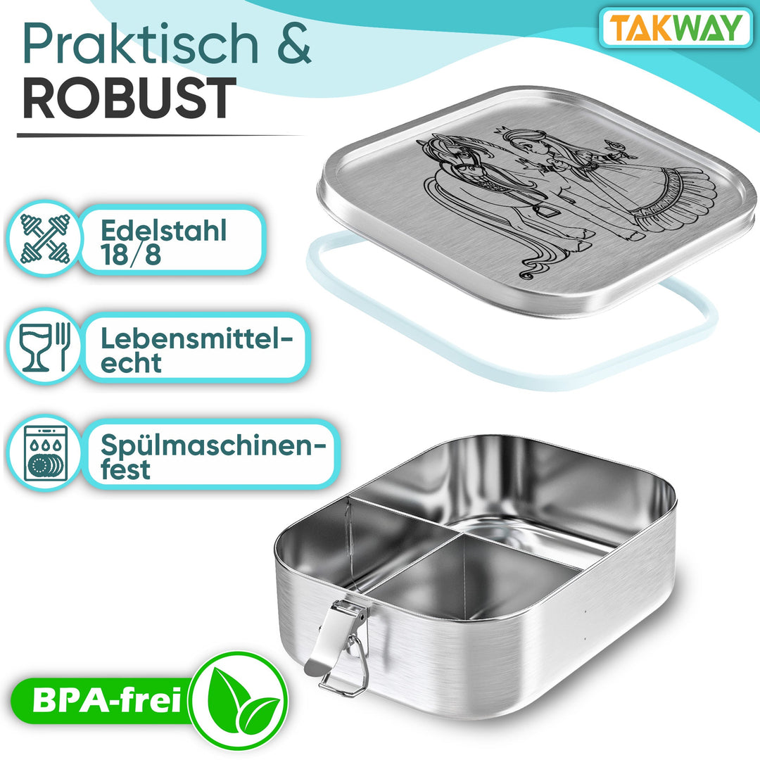 TAKWAY Edelstahl Brotdose 800ml (Prinzessin)