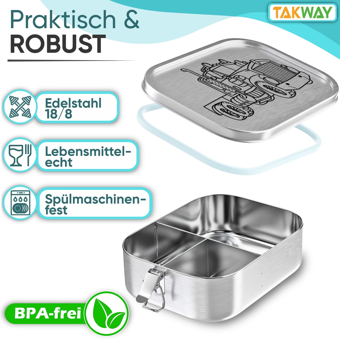 TAKWAY Edelstahl Brotdose 800ml (Truck)
