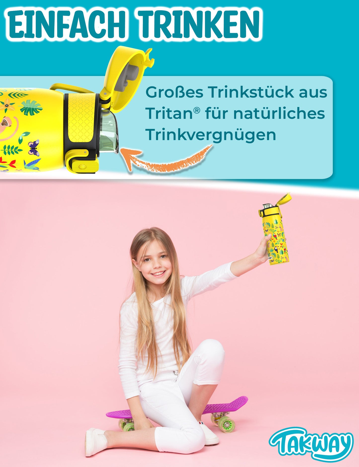 TAKWAY Edelstahl Trinkflasche 550ml (Fußball)