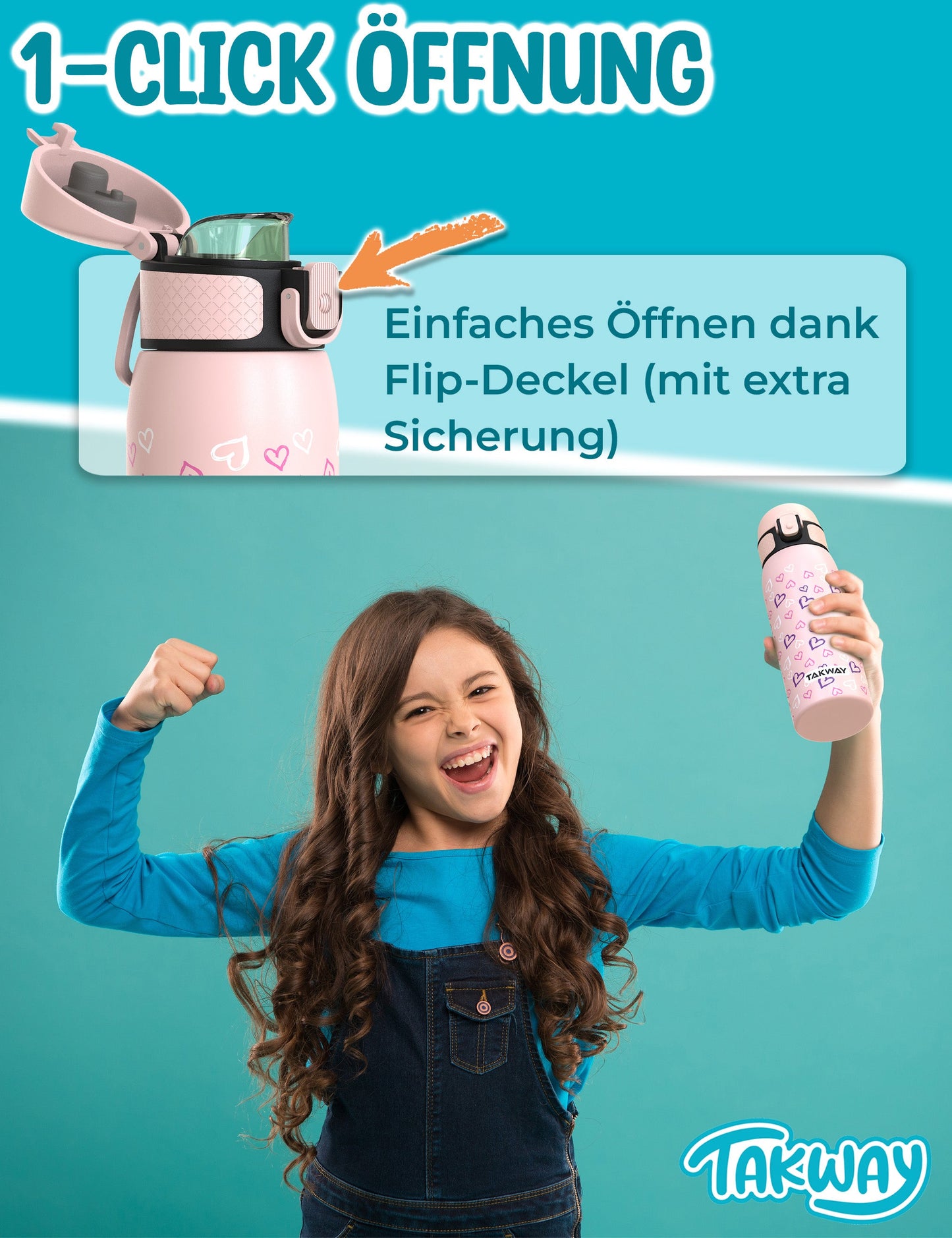 TAKWAY Edelstahl Trinkflasche 550ml (Fußball)