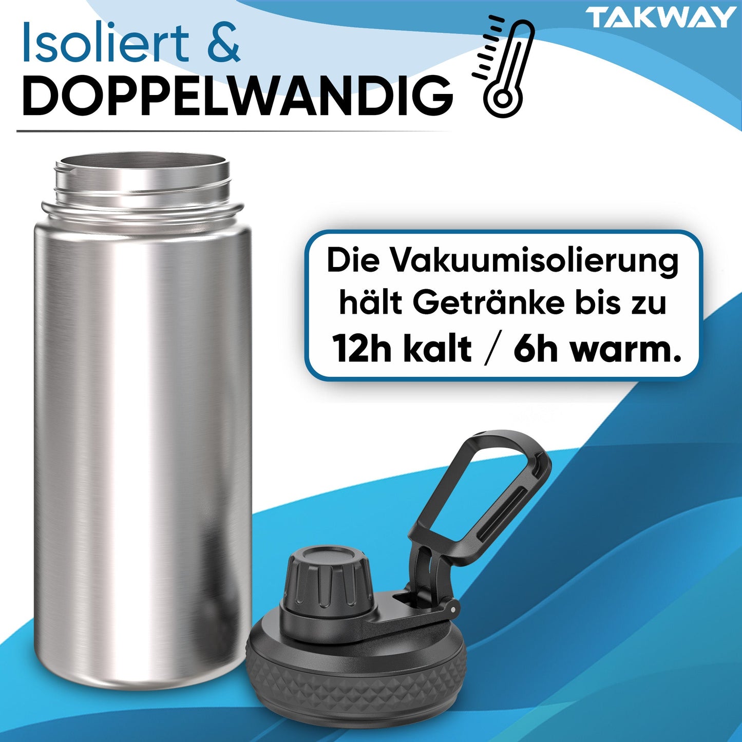TAKWAY Edelstahl Trinkflasche 500ml (Blank)