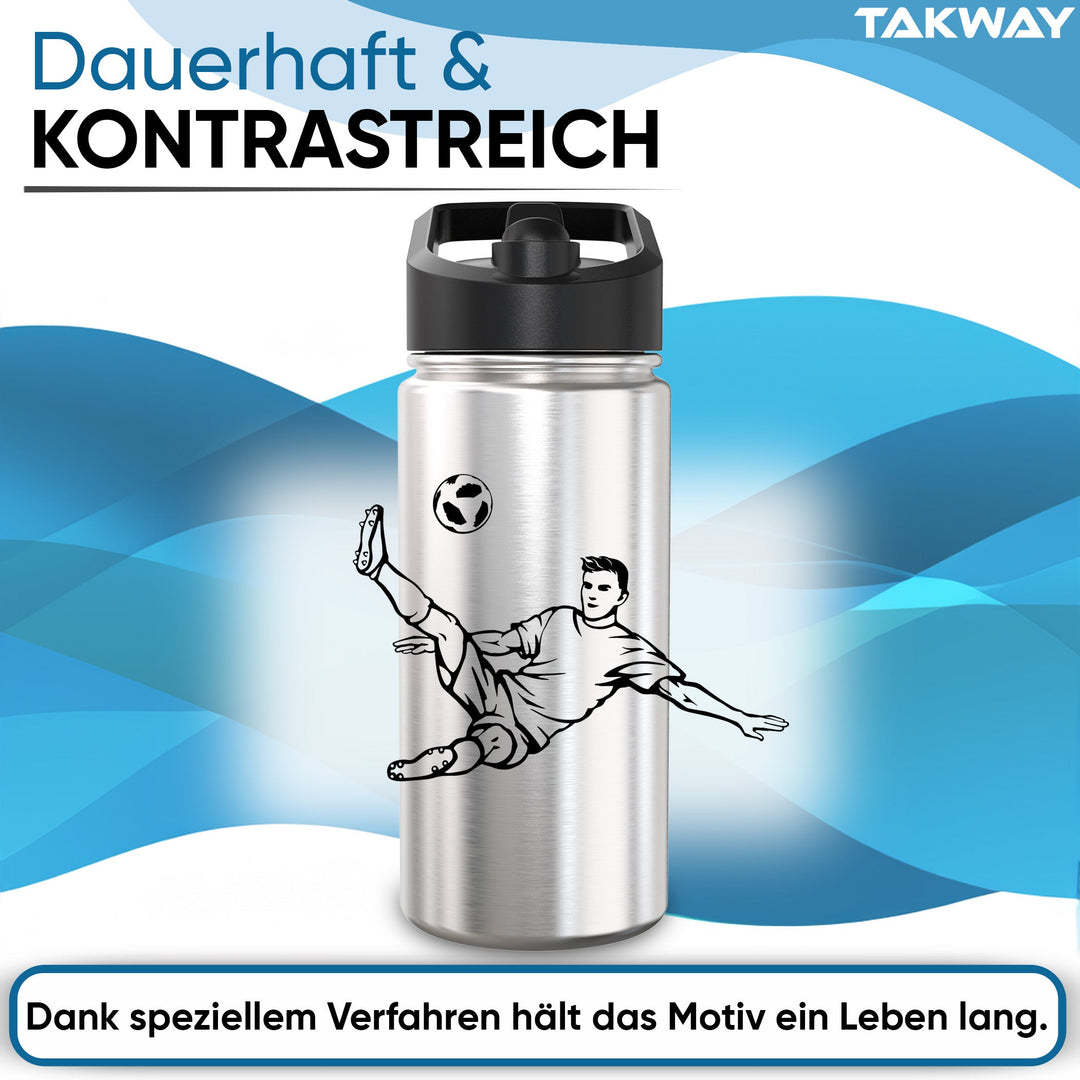 TAKWAY Edelstahl Trinkflasche 500ml (Fußball)