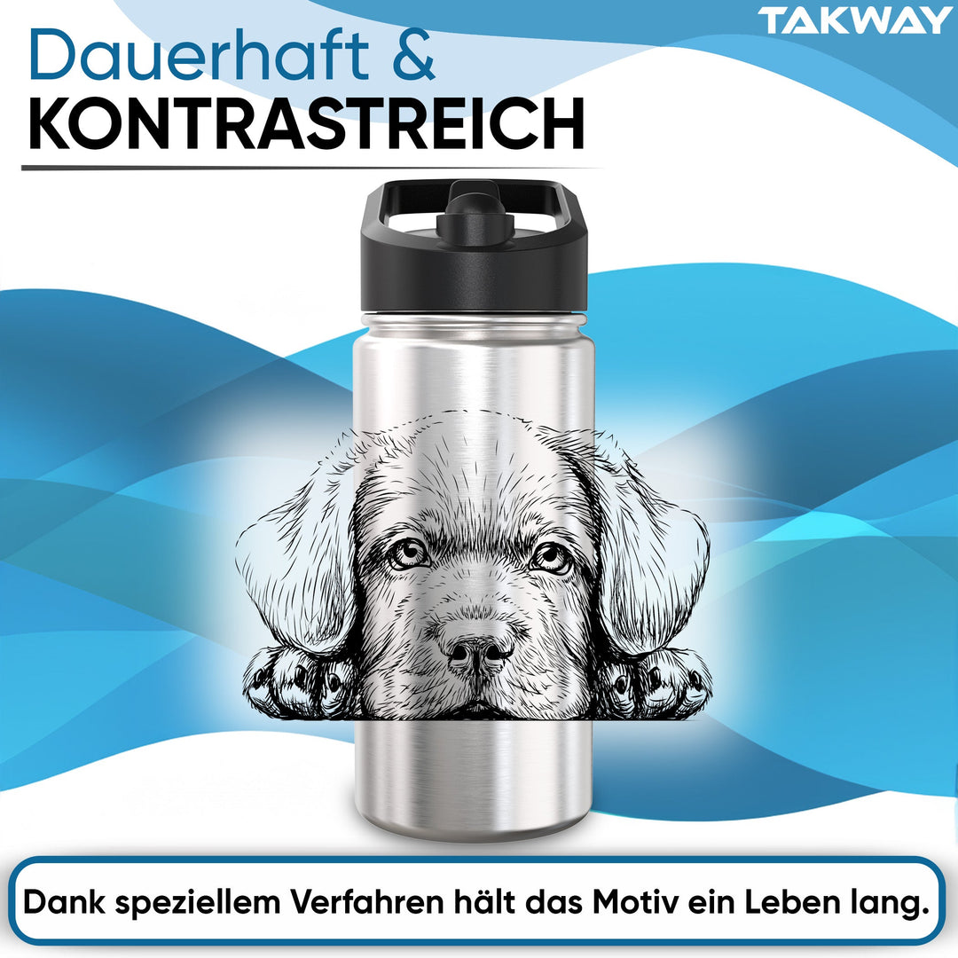 TAKWAY Edelstahl Trinkflasche 500ml (Hund)