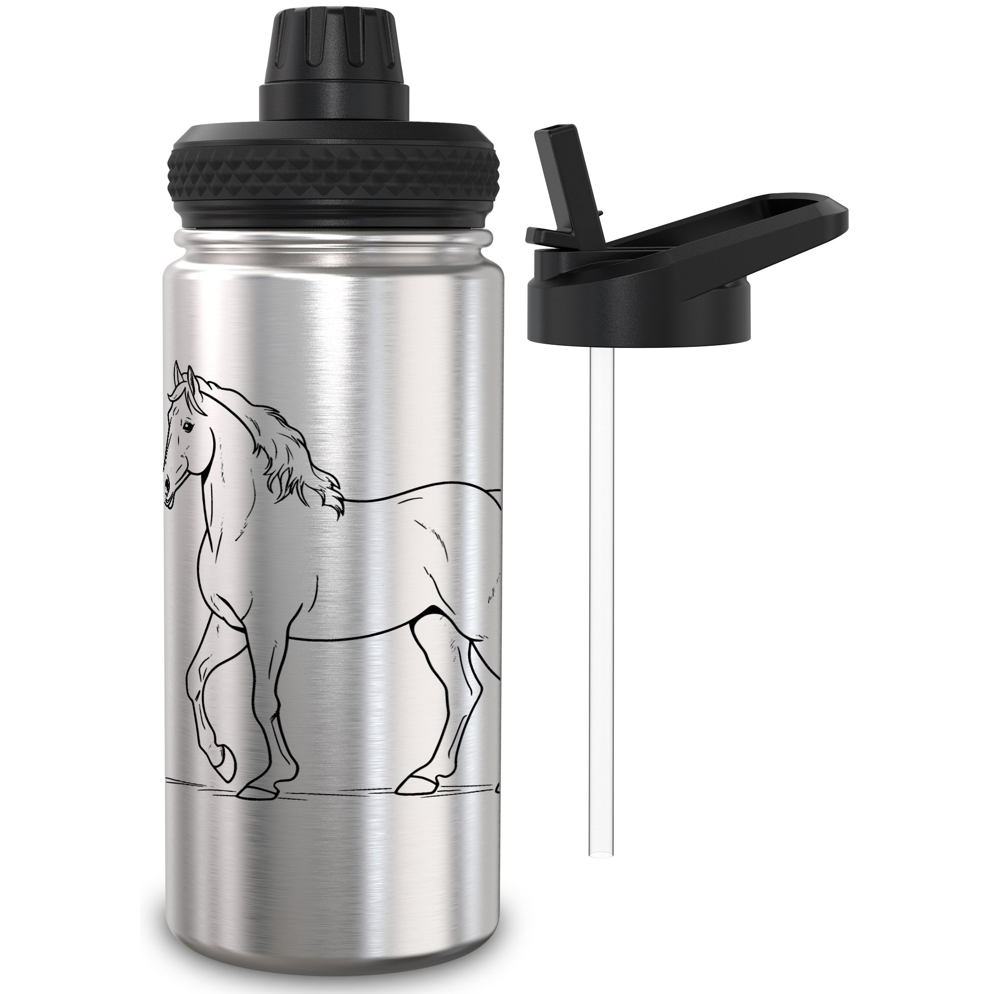 TAKWAY Edelstahl Trinkflasche 500ml (Pferd)