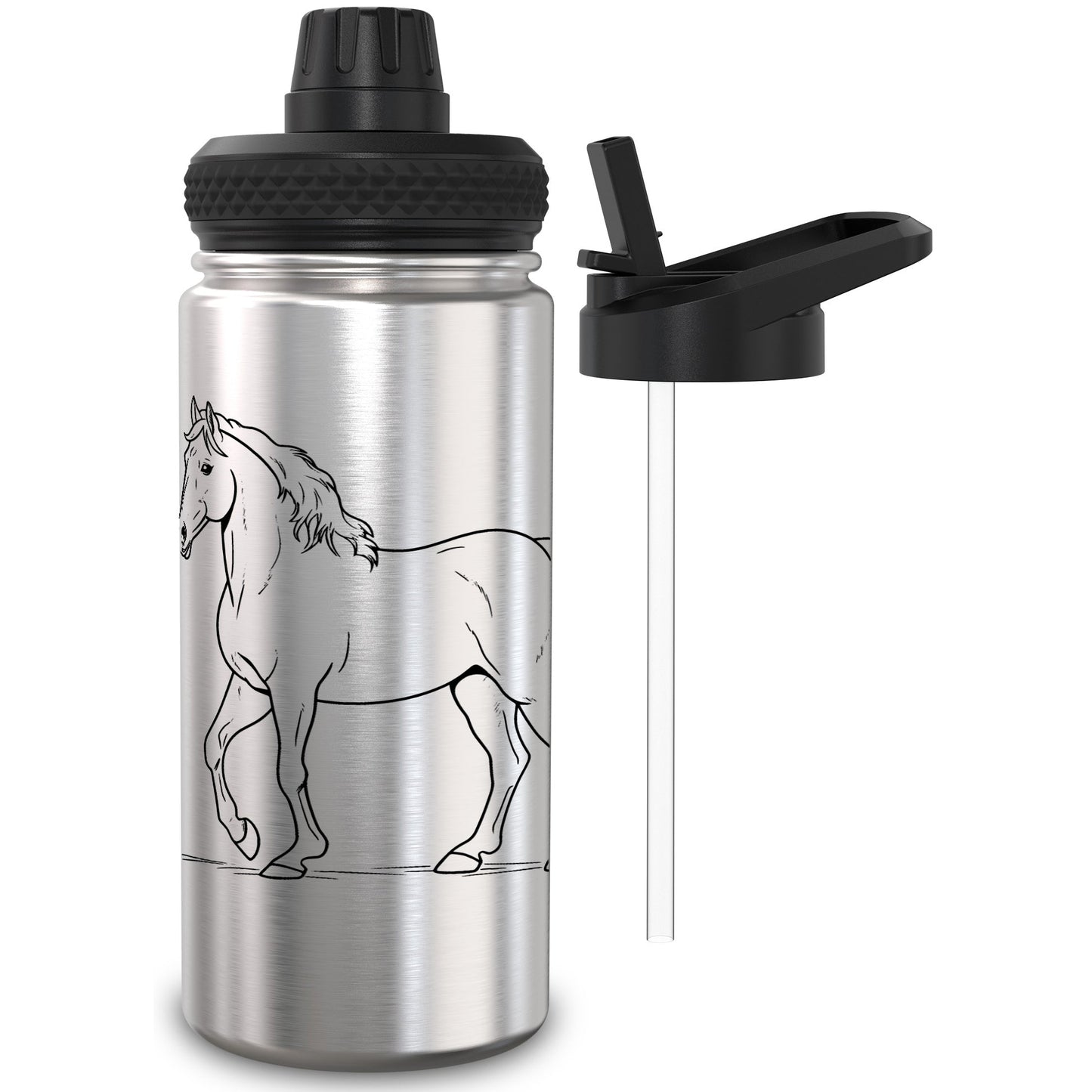 TAKWAY Edelstahl Trinkflasche 500ml (Pferd)