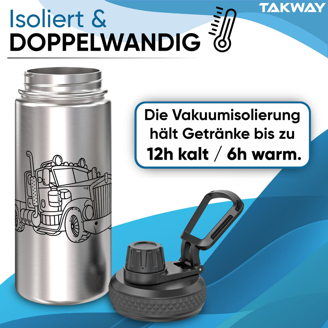 TAKWAY Edelstahl Trinkflasche 500ml (Truck)