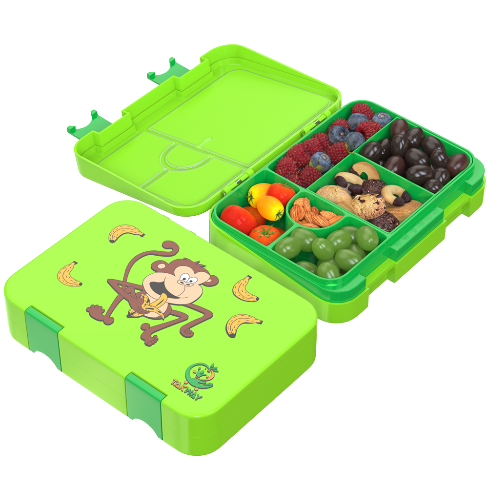 TAKWAY Kinder Bento Box grün mit Affe Tier Aufdruck
