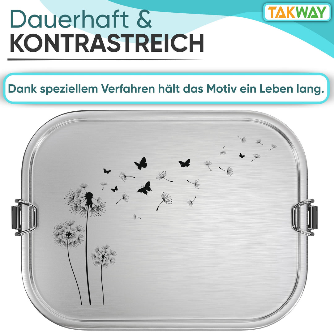TAKWAY Edelstahl Brotdose 800ml (Pusteblume)