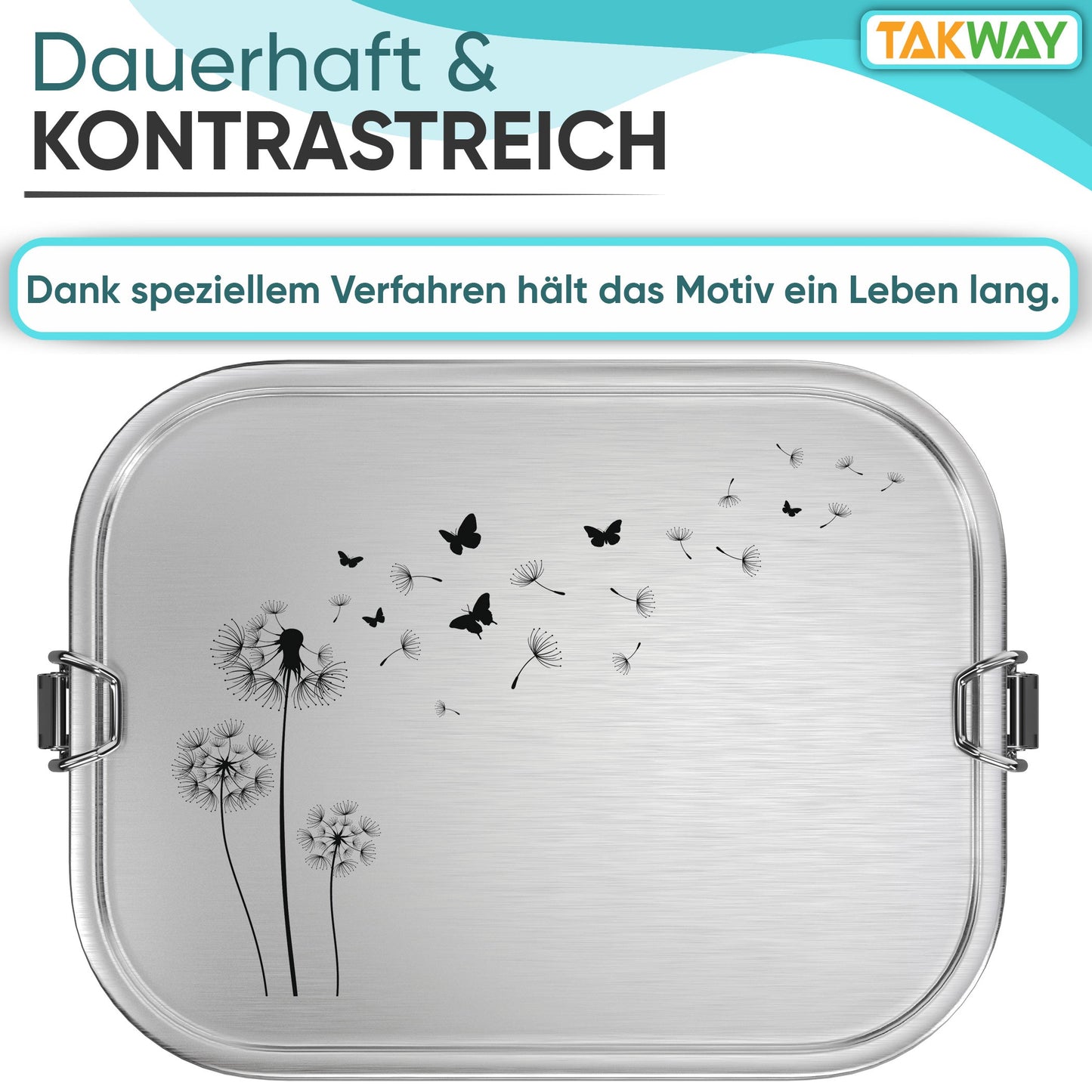 TAKWAY Edelstahl Brotdose 800ml (Pusteblume)